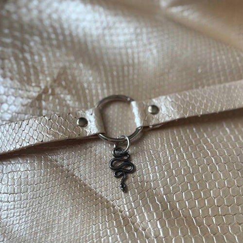 SnakeSkin Chocker with pendant snake white pearl