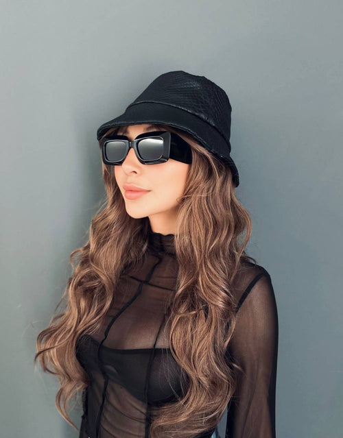 Bucket Hat Python Leather Black