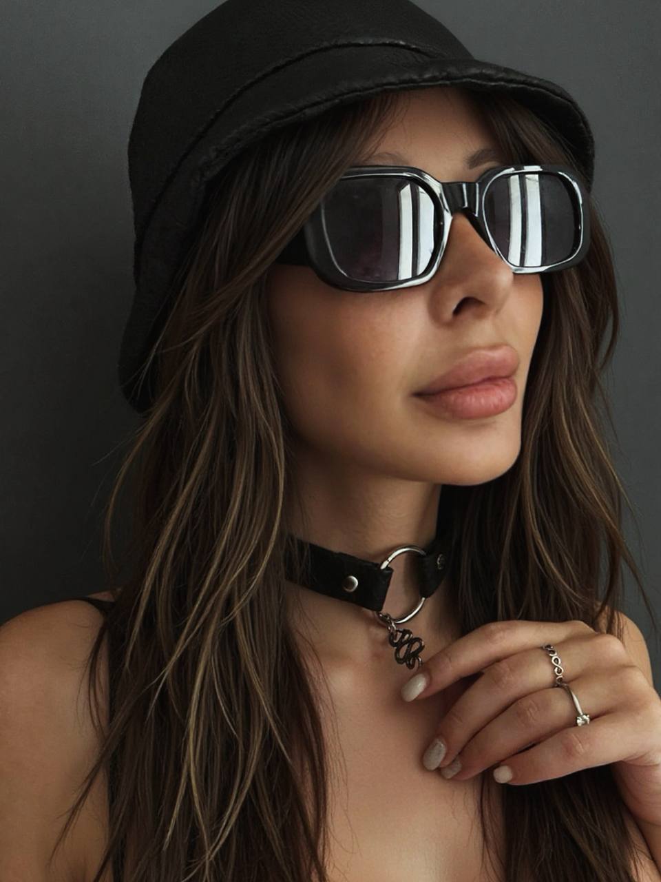 SnakeSkin Chocker with pendant snake Black