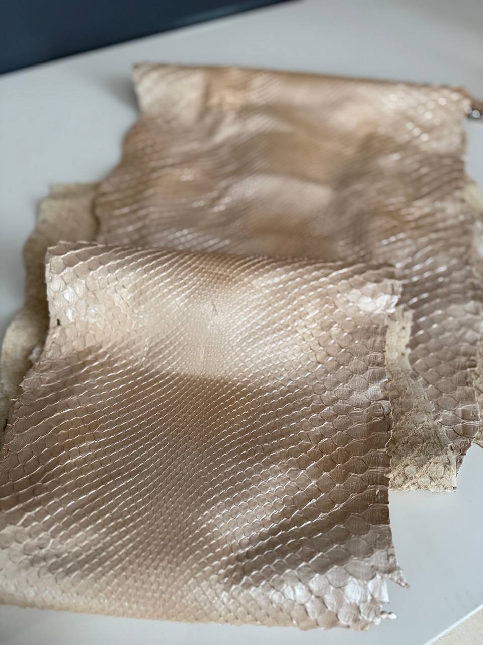 Bucket Hat Python Leather White Pearl