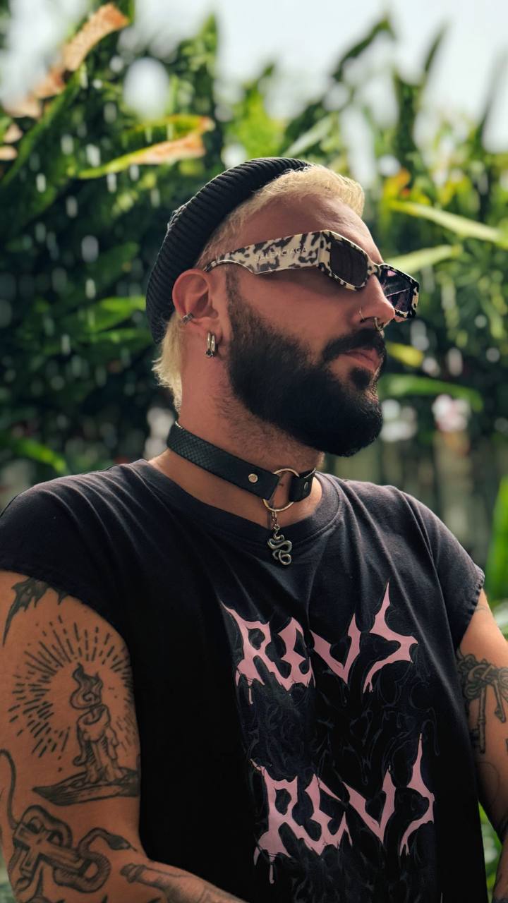 SnakeSkin Chocker with pendant snake Black